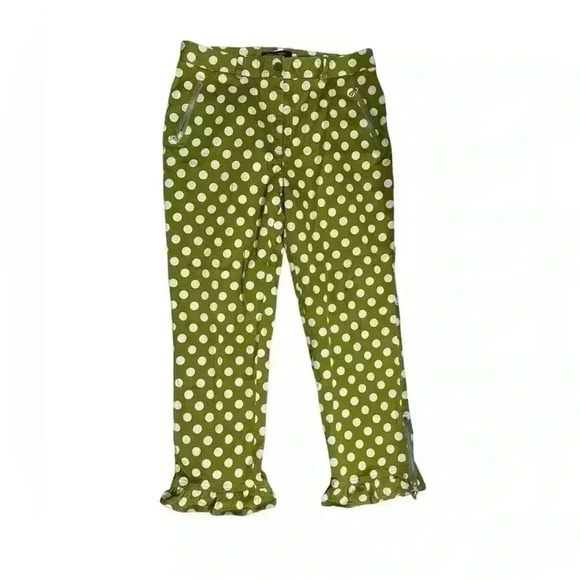 vtg ETCETERA green with pink polka dot and ruffle pant  stretch - Picture 1 of 3